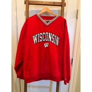 Vintage University of Wisconsin Badgers red pullover windbreaker-XL-pro player